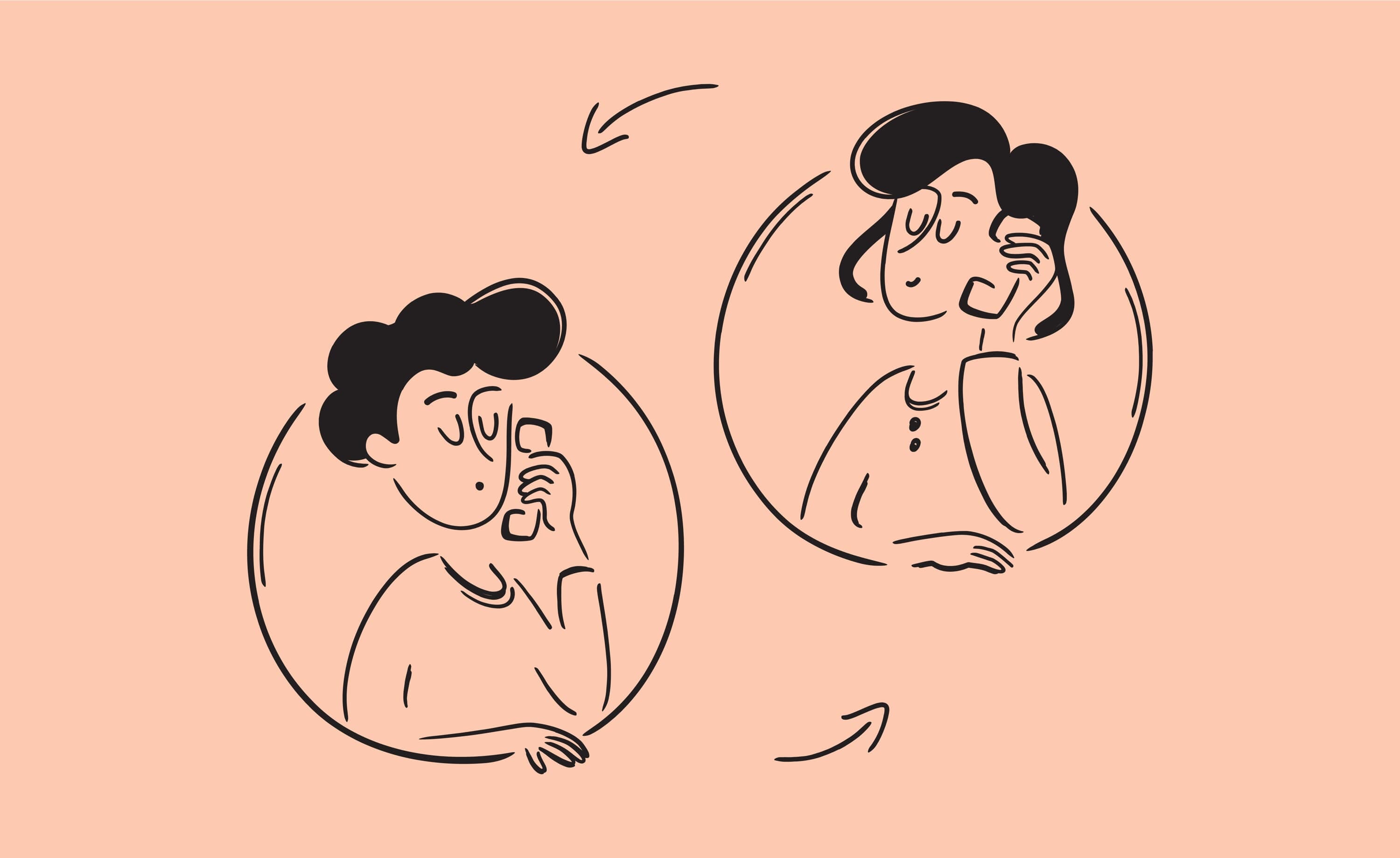 Illustration of two people having conversation to tell Google of domain change